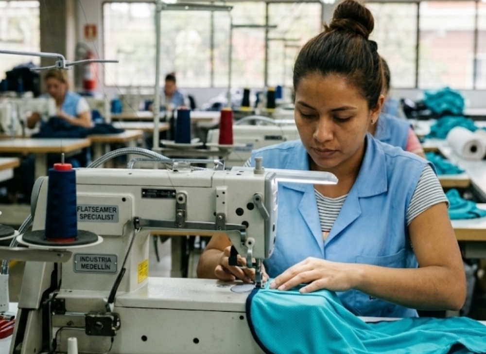 Operarioa de máquina Flatseamer para Confección de Ropa Deportiva
